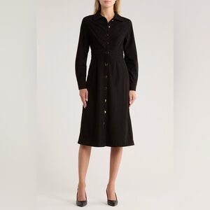 NWT  Area Stars  Black Dion Long Sleeve Midi Shirtdress - M